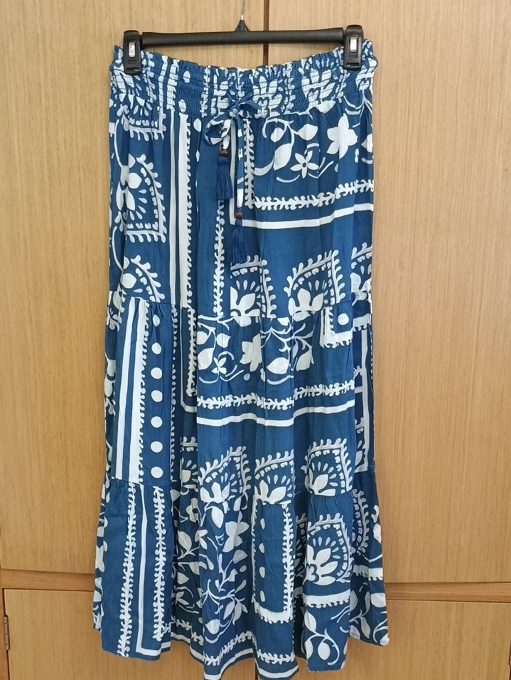 NWOT Club Z Collection SZL Boho Maxi Bathing Suit Cover Up- Blue Floral Print